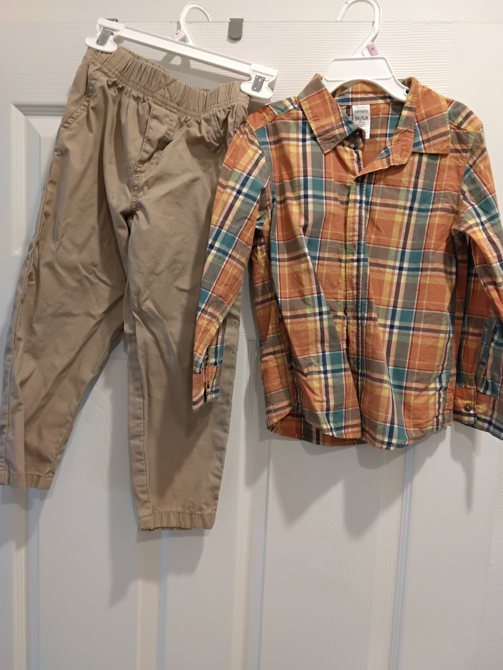 Carter's Orange and Teal Plaid Button-Front Kids Shirt